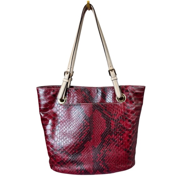 MICHAEL Michael Kors Jet Set Embossed Leather Bucket Tote EUC - Picture 3 of 13